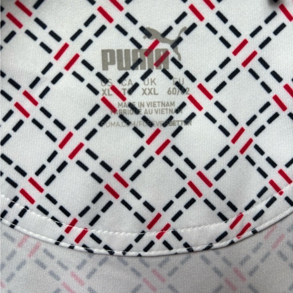 Puma Men's White Polo/Golf Shirt with Black and Red Pattern - XL - Picture 3 of 5